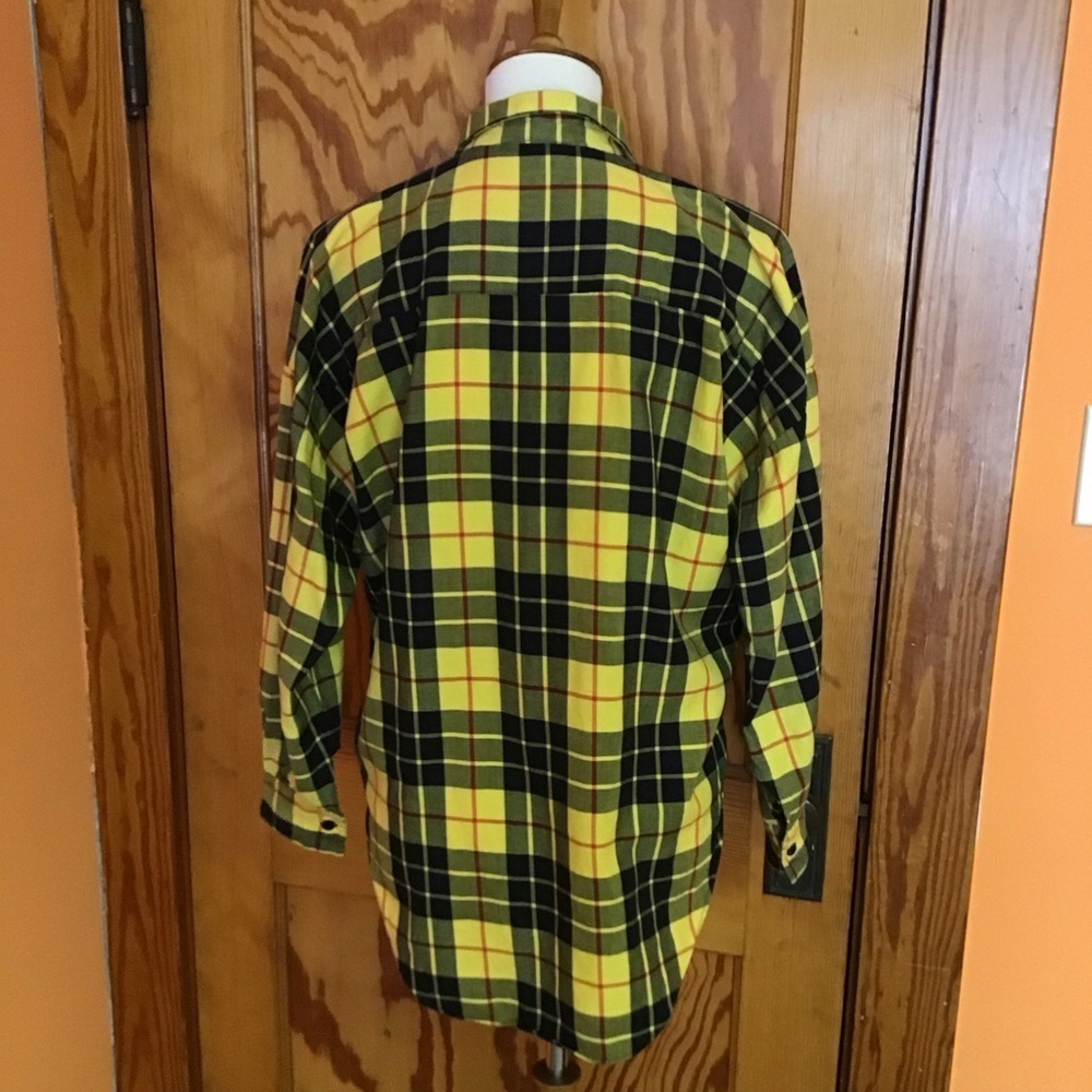 Vintage 90s Yellow Plaid Flannel Shirt Colors by Brooks Soft Grunge Preppy - Picture 11 of 11